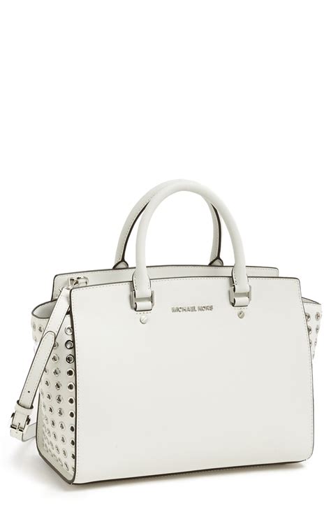 michael kors large selma satchel white|Michael Kors selma large satchel.